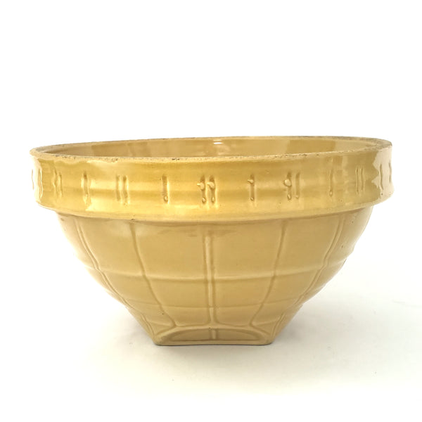 Antique McCoy Glazed Yellow Ware Window Pane Mixing Bowl ~ Early Shield Mark