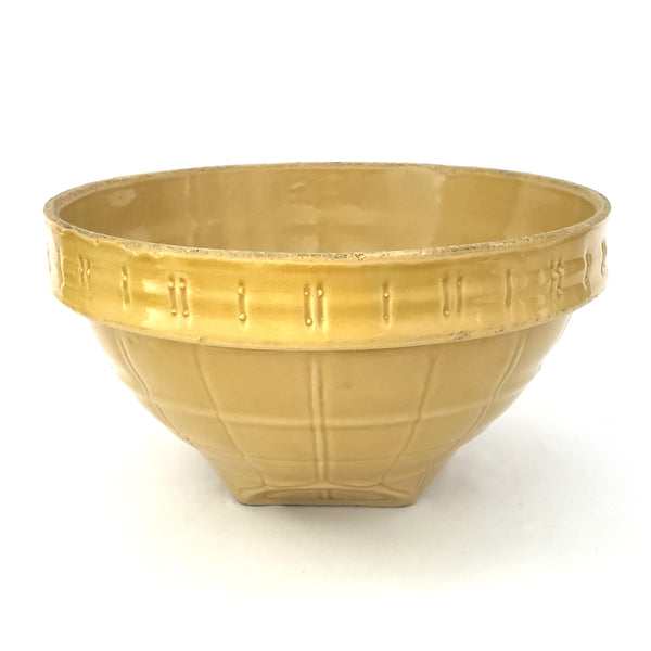 Antique McCoy Glazed Yellow Ware Window Pane Mixing Bowl ~ Early Shield Mark