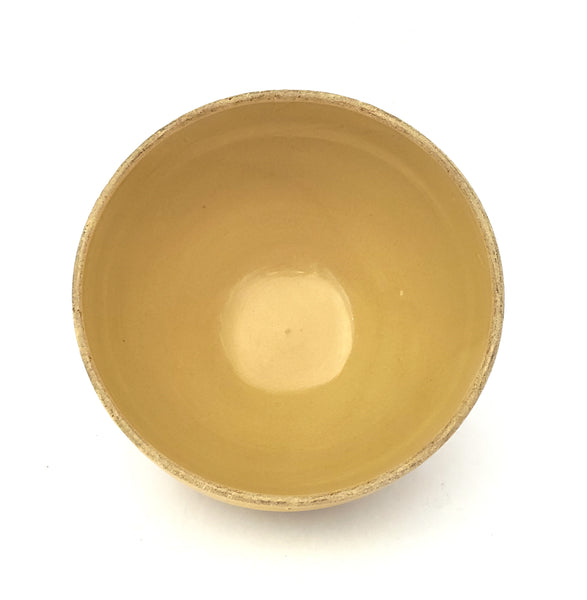 Antique McCoy 11" Glazed Yellow Ware Window Pane Mixing Bowl ~ Early Shield Mark