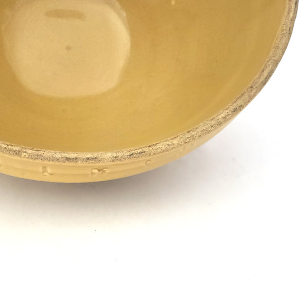 Antique McCoy Glazed Yellow Ware Window Pane Mixing Bowl ~ Early Shield Mark