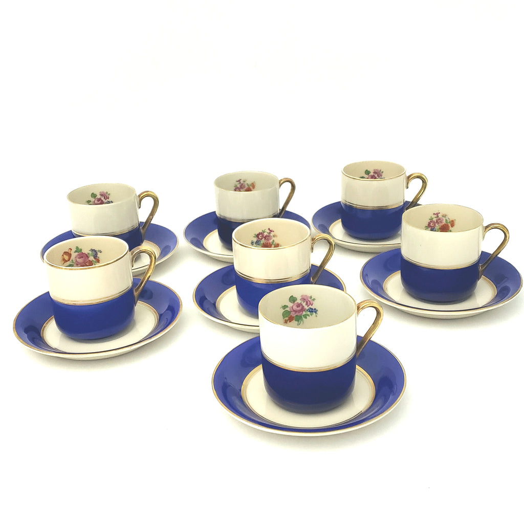 Elegant Vintage Demitasse Espresso Cup and Saucer Set of 7 Arabia