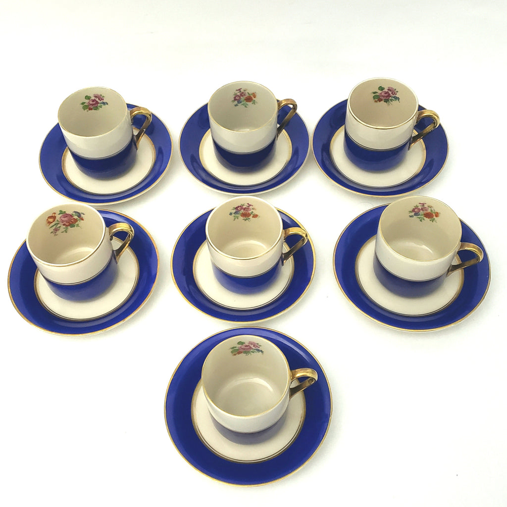 Elegant Vintage Demitasse Espresso Cup and Saucer Set of 7 Arabia