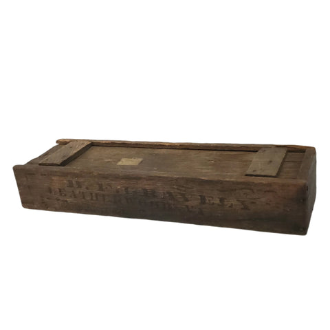 Antique B.F. Gravely Wooden Tobacco Sliding Lid Box Leatherwood, Virginia Late 1800s