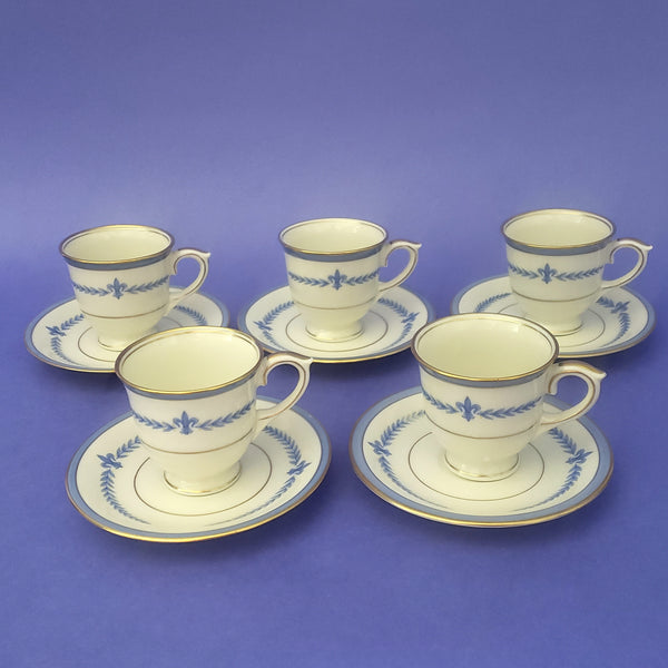 Vintage Demitasse Espresso Cup and Saucer Set of 5 Puritan Fleur De Lis Lamberton 