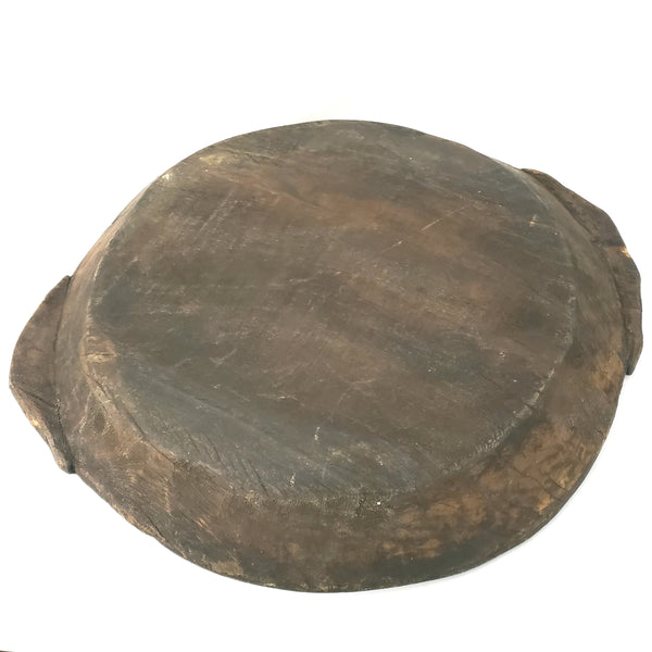 Large Primitive Hand Carved Wooden Shallow Trencher Plate Serving Platter