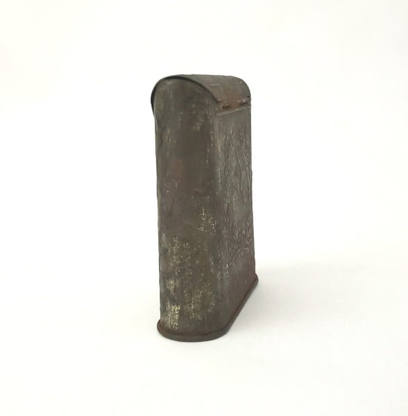 Antique Tobacco Pocket Tin Case Twin Oaks Flip Top Lid Tobacciana Collectible