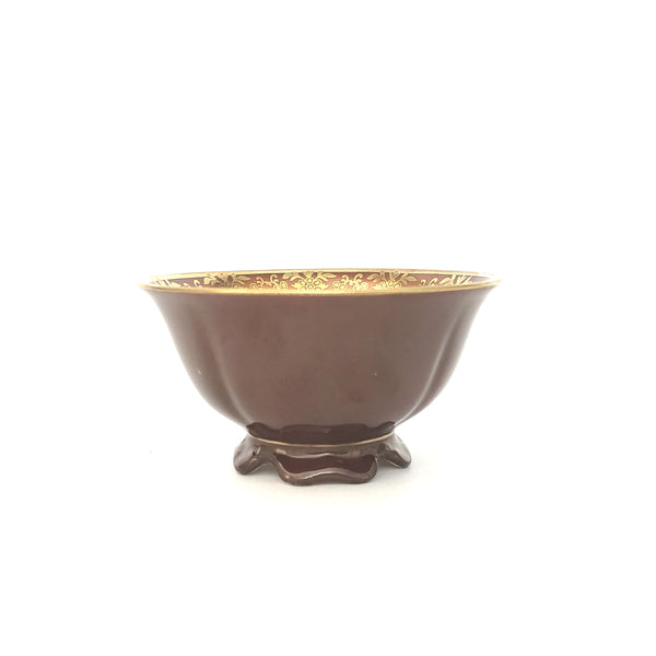 Waldershof Germany Demitasse Cup and Saucer Set "Courting Couple" Brown & Gold