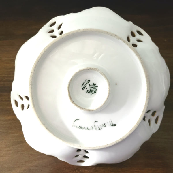 Antique Hand Painted Porcelain Candle Holder RC Moliere Bavaria Germany Artist Signed