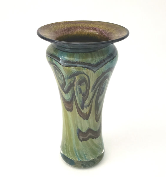 Hand Blown Art Glass Vase 9"  by Henry Levine Thorne Ridge Studios Ohio