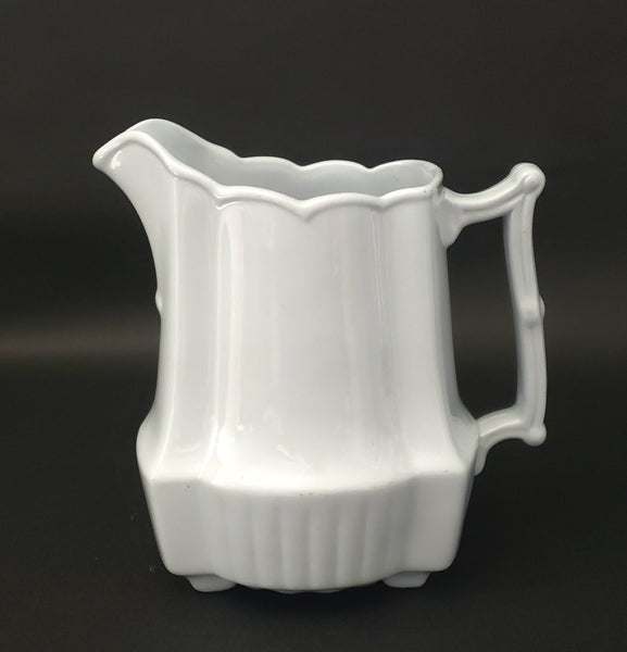 Antique White English Ironstone Pitcher 8" by Johnson Brothers Early 1900s