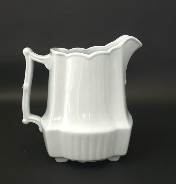 Antique White English Ironstone Pitcher 8" by Johnson Brothers Early 1900s