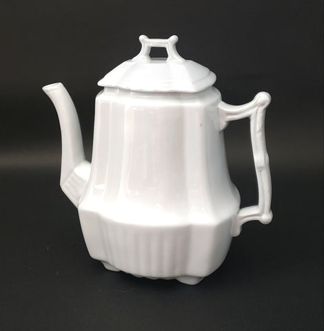 Antique White English Ironstone Tea Pot by Johnson Brothers Early 1900s