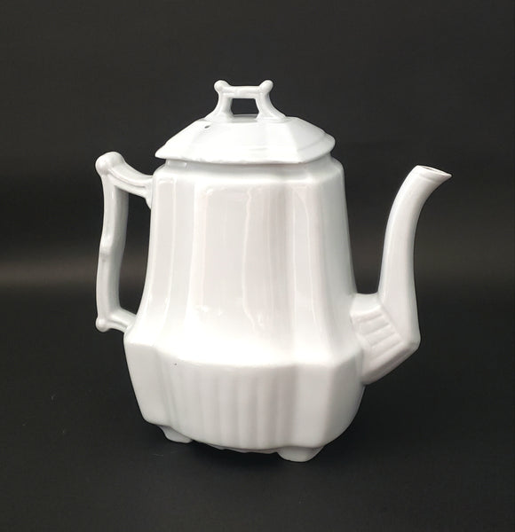 Antique White English Ironstone Teapot by Johnson Brothers Early 1900s