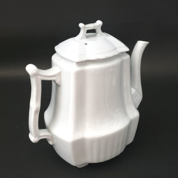 Antique White English Ironstone Teapot by Johnson Brothers Early 1900s