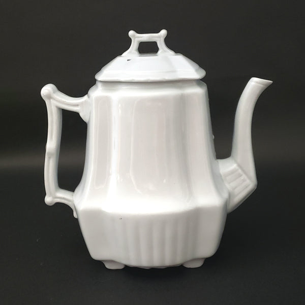 Antique White English Ironstone Teapot by Johnson Brothers Early 1900s