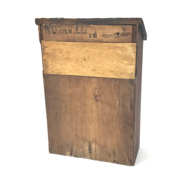 Vintage Handmade Wood and Glass Mailbox Wall Mount