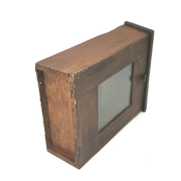 Vintage Handmade Wood and Glass Mailbox Wall Mount