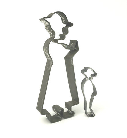 Pair of Antique Tin Cookie Cutters German Preacher and Mini Farmer