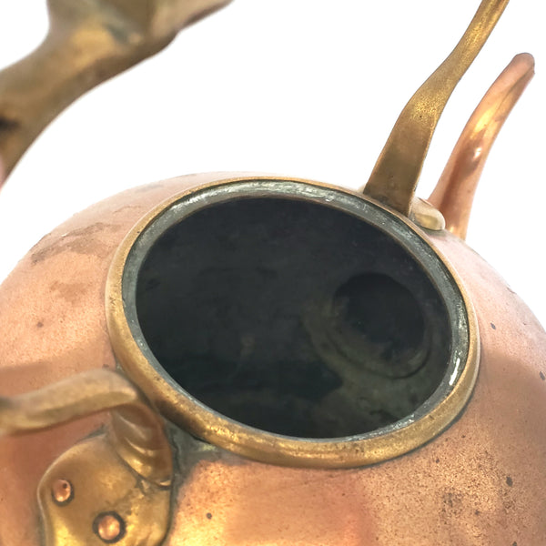 Antique Copper Tea Kettle with Gooseneck Spout 12 inches ~ 4 Pounds