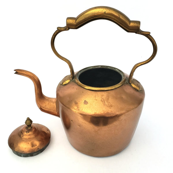 Antique Copper Tea Kettle with Gooseneck Spout 12 inches ~ 4 Pounds