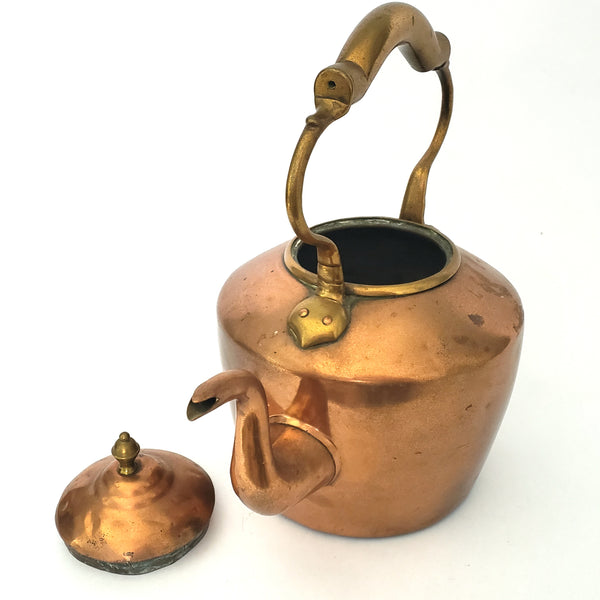 Antique Copper Tea Kettle with Gooseneck Spout 12 inches ~ 4 Pounds