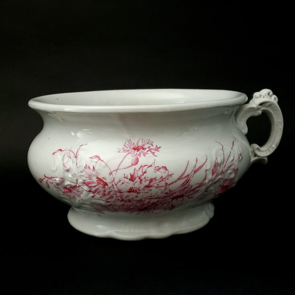 Antique Pink and White Chamber Pot Wildflowers Etruria Mellor & Co
