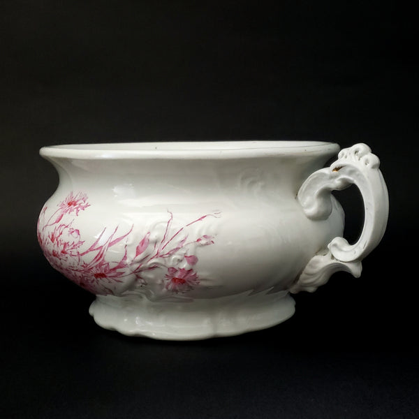 Antique Pink and White Chamber Pot Wildflowers Etruria Mellor & Co