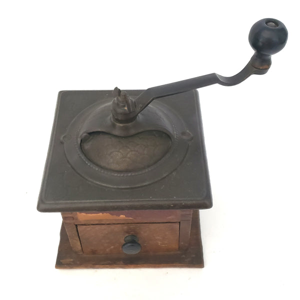 Antique Countertop Coffee Grinder Mill Belmont No. 25 Wood and Iron Dovetail Corners