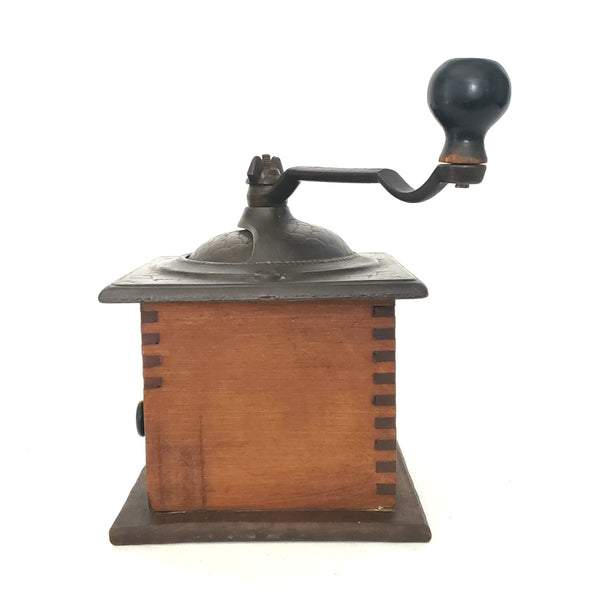 Antique Countertop Coffee Grinder Mill Belmont No. 25 Wood and Iron Dovetail Corners