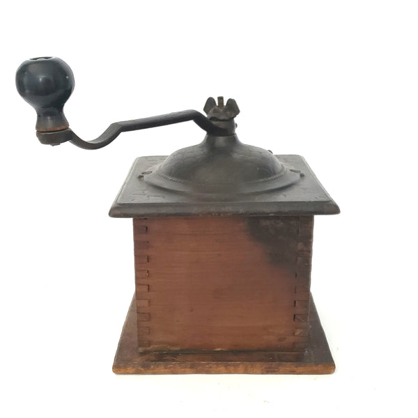 Antique Countertop Coffee Grinder Mill Belmont No. 25 Wood and Iron Dovetail Corners