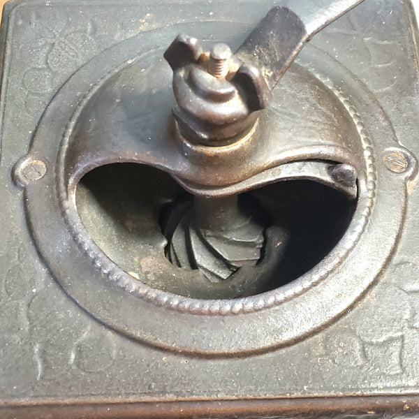Antique Countertop Coffee Grinder Mill Belmont No. 25 Wood and Iron Dovetail Corners