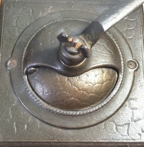 Antique Countertop Coffee Grinder Mill Belmont No. 25 Wood and Iron Dovetail Corners