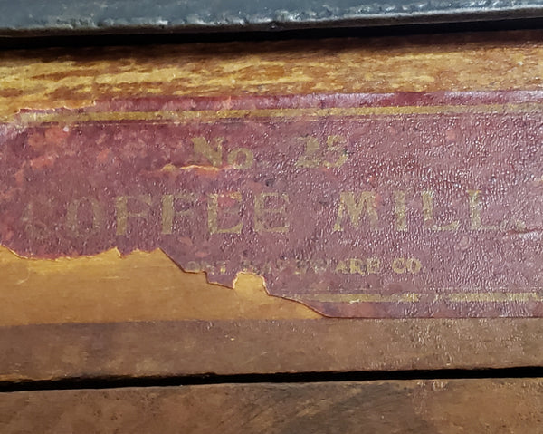 Antique Countertop Coffee Grinder Mill Belmont No. 25 Wood and Iron Dovetail Corners