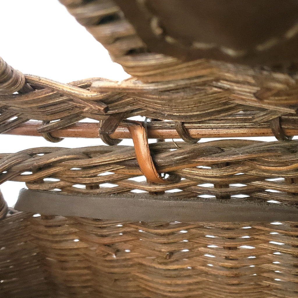 Vintage LL Bean Wicker & Leather Fishing Creel Basket w/Strap