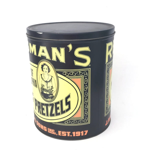 Vintage Reisman's Taste of Philadelphia Large Pretzel Tin Colorful Graphics