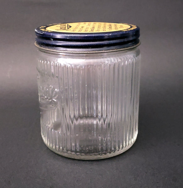 Vintage Ribbed Glass Burma Shave Jar with Lid Burma Vita Co. Minnesota Hazel Atlas