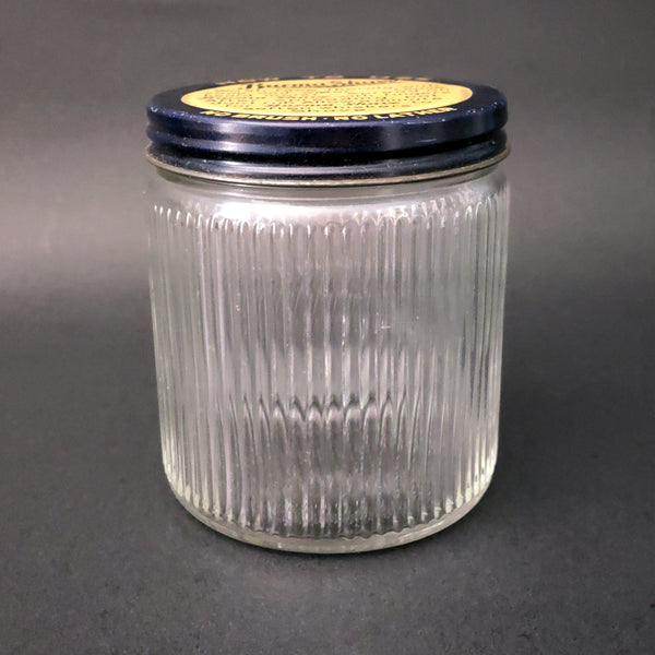 Vintage Ribbed Glass Burma Shave Jar with Lid Burma Vita Co. Minnesota Hazel Atlas