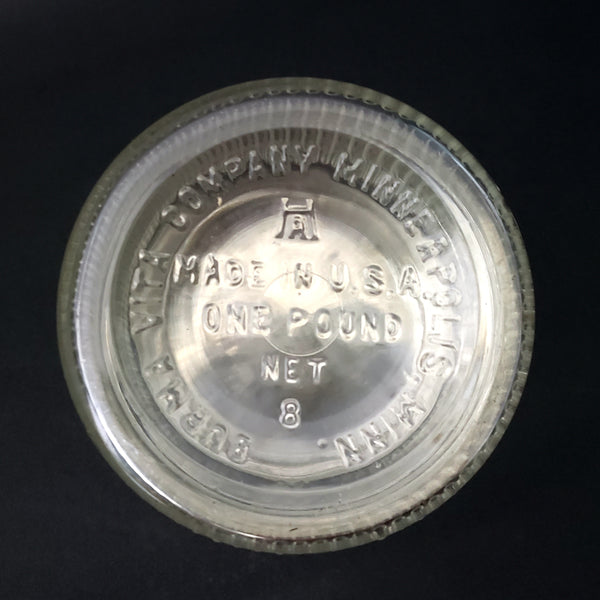 Vintage Ribbed Glass Burma Shave Jar with Lid Burma Vita Co. Minnesota Hazel Atlas