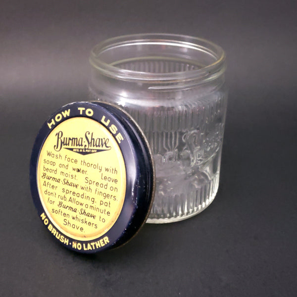 Vintage Ribbed Glass Burma Shave Jar with Lid Burma Vita Co. Minnesota Hazel Atlas