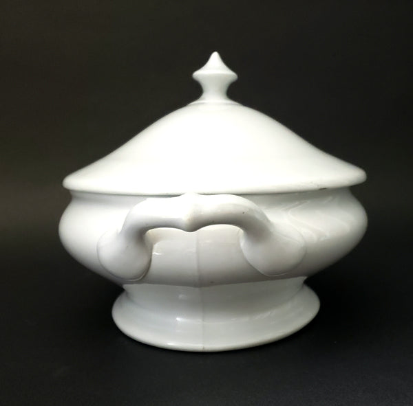 Antique English White Ironstone Oval Vegetable Tureen with Lid by T & R BOOTE