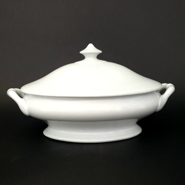 Antique English White Ironstone Oval Vegetable Tureen with Lid by T & R BOOTE