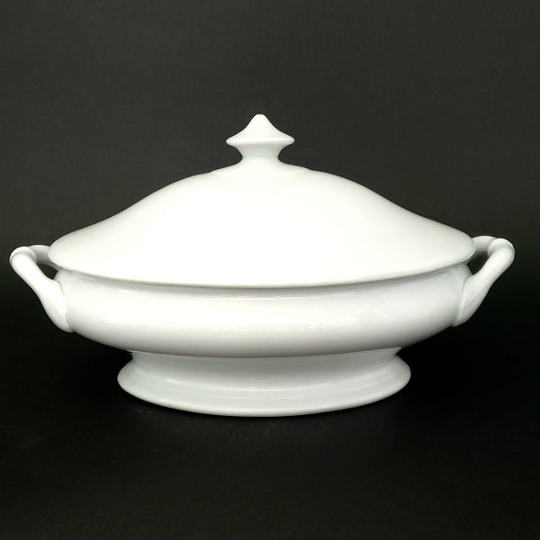 Antique English White Ironstone Oval Vegetable Tureen with Lid by T & R BOOTE