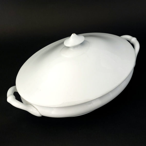 Antique English White Ironstone Oval Vegetable Tureen with Lid by T & R BOOTE