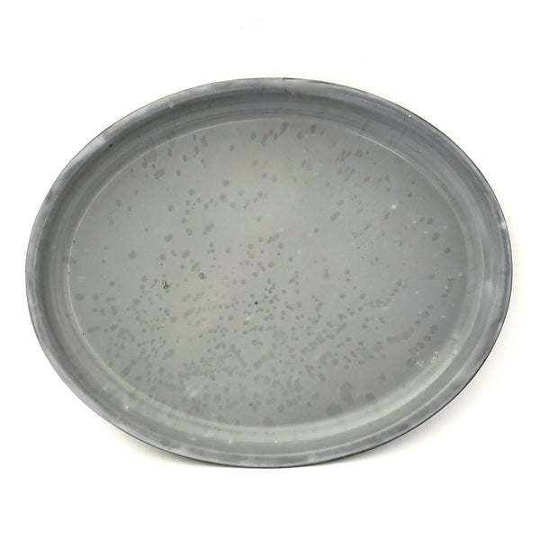 Antique Gray Mottled Agate Oval Tray 17" by L & G Mfg. Co. U.S.A