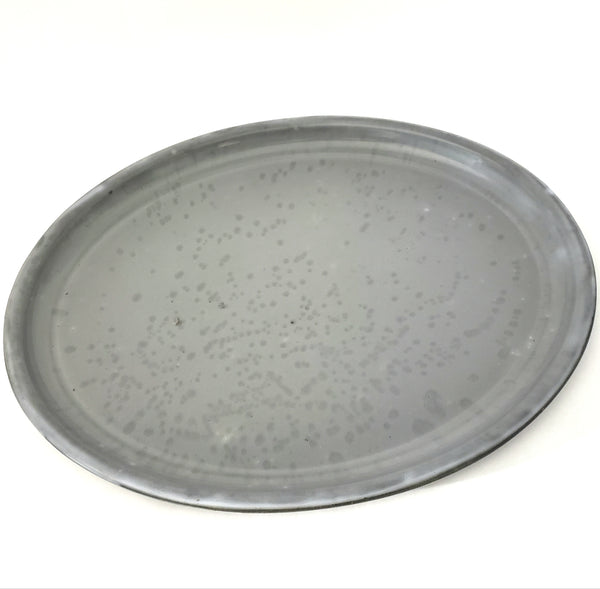 Antique Gray Mottled Agate Oval Tray 17" by L & G Mfg. Co. U.S.A