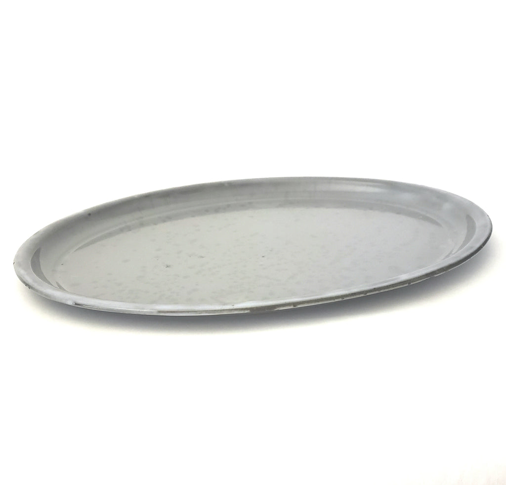 Antique Gray Mottled Agate Oval Tray by L & G Mfg. Co. U.S.A