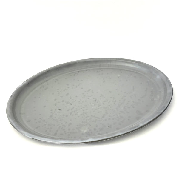 Antique Gray Mottled Agate Oval Tray 17" by L & G Mfg. Co. U.S.A