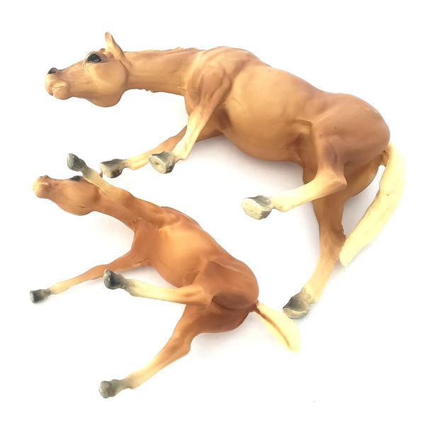 Pair of Breyer Horses Grazing Palomino Mare and Foal #1433