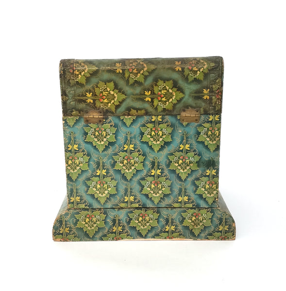 Antique Victorian Paper Decorated Collar and Cuff Box with Drawer