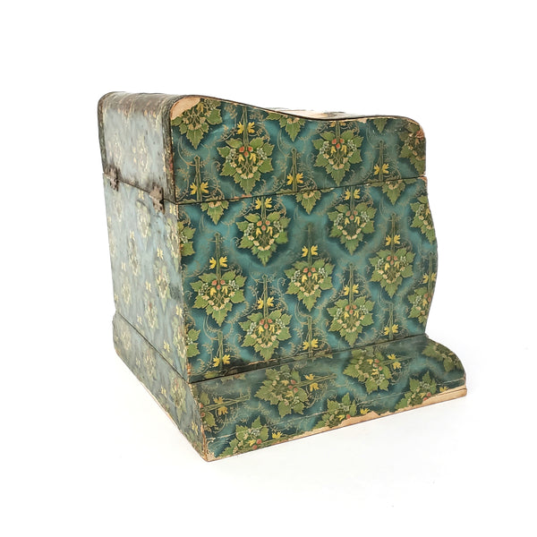 Antique Victorian Paper Decorated Collar and Cuff Box with Drawer